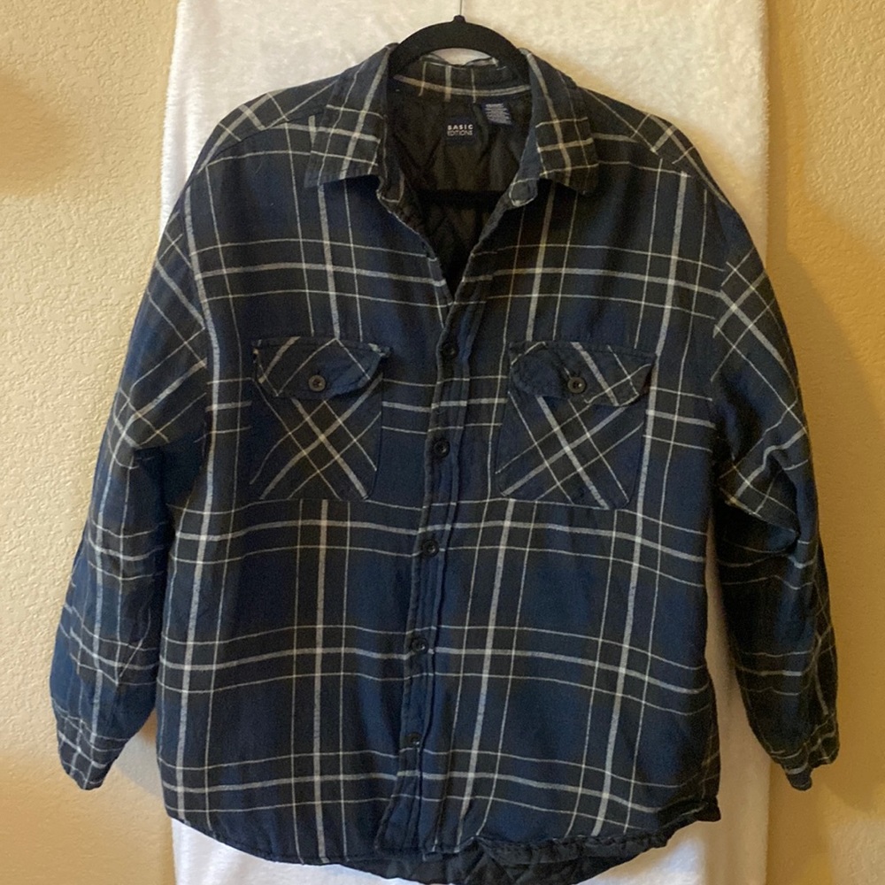Men’s Basic Editions Quilt Lined Flannel Jacket- … - image 1